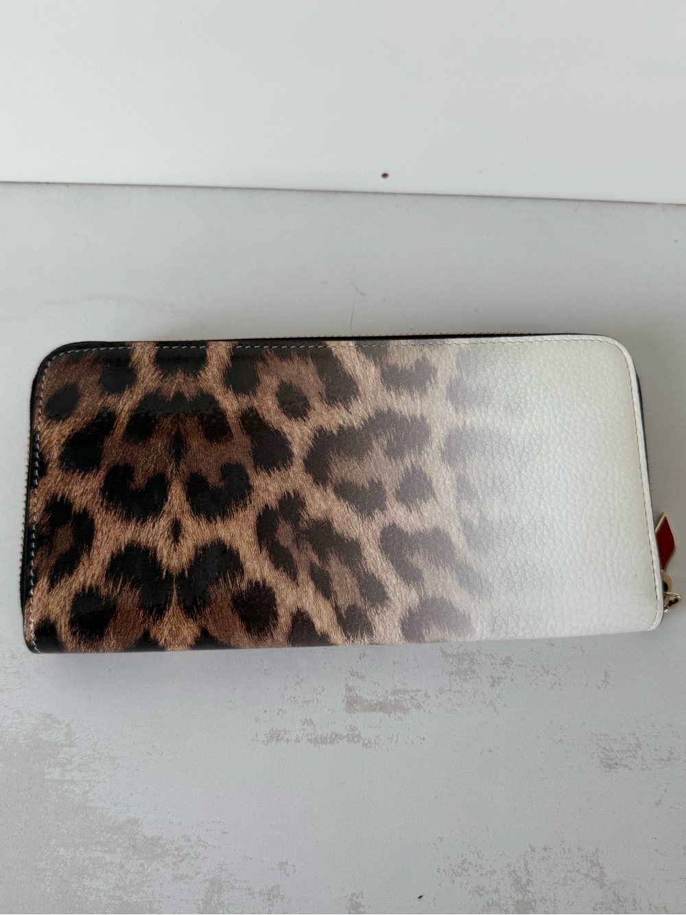 Christian Louboutin Leather Leopard Ombré Zip Wallet